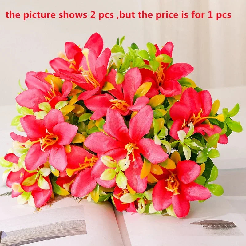 Silk Artificial Lily Bouquet | Fake Flower Home & Wedding Decor