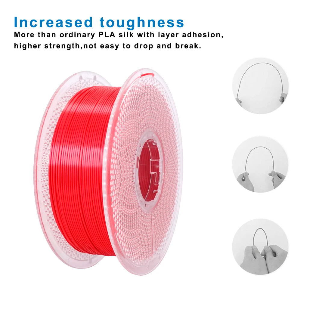 BING3D Silk PLA+ Red Filament 1.75mm 1KG | Chrome Gloss Finish