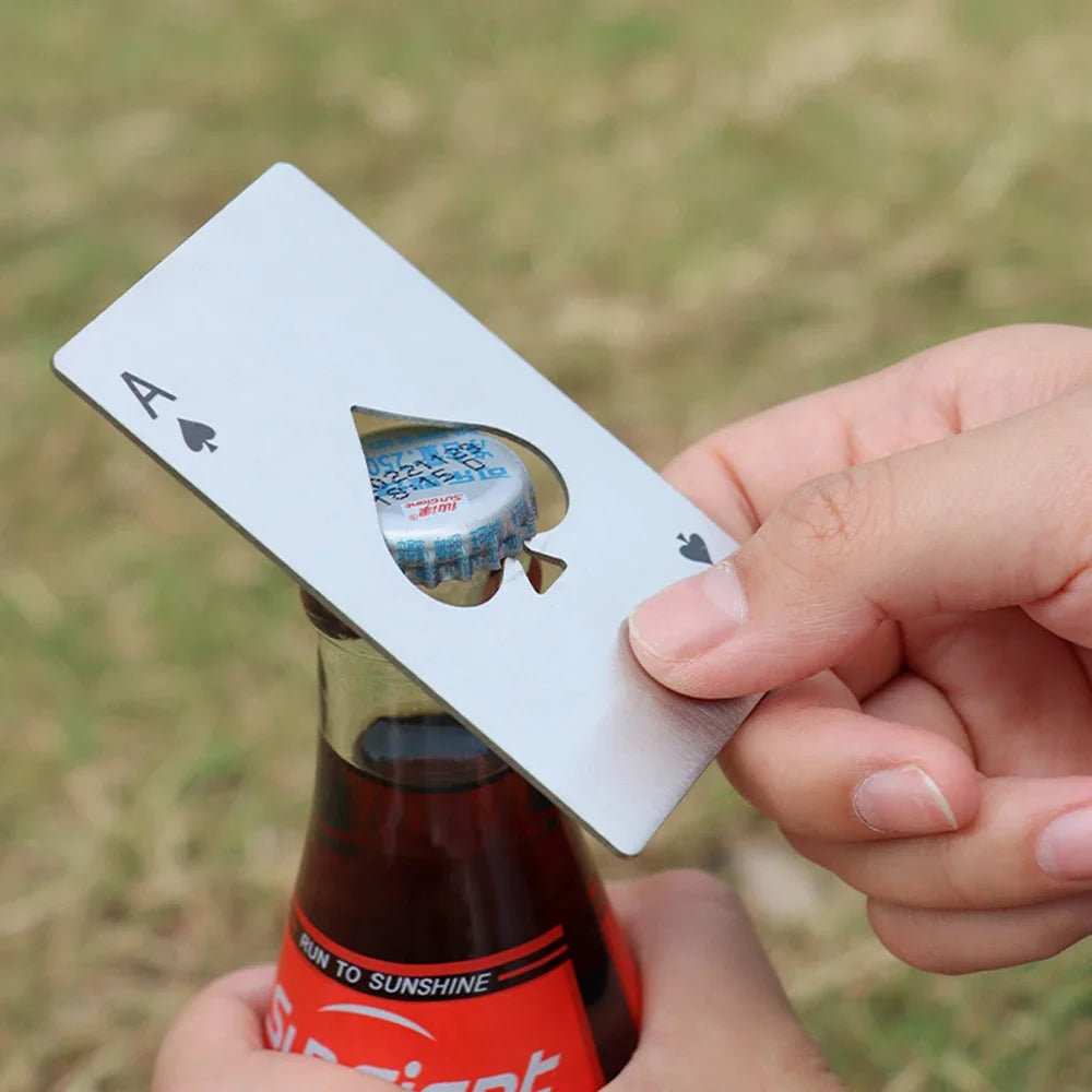 Stainless Steel Playing Card Bottle Opener | Spades Bar Tool