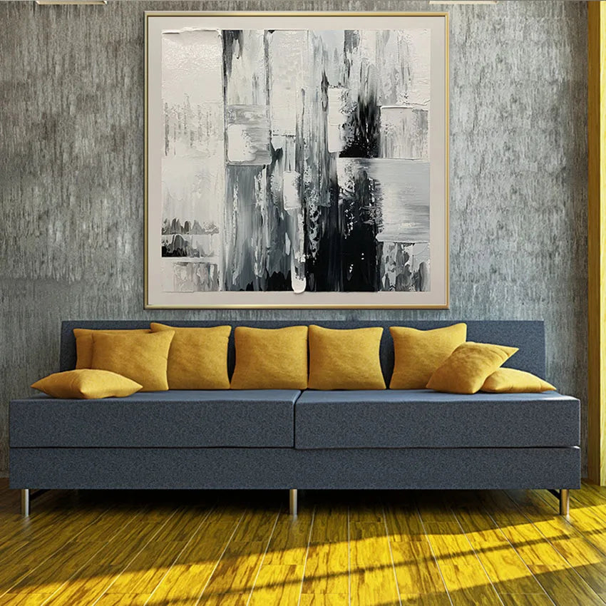 American Abstract Knife Painting Pure Handmade Canvas Oil Painting Living Room Bedroom Decoration Picture Porch Large Size Mural Peaceful Pleasures Health and Wellness