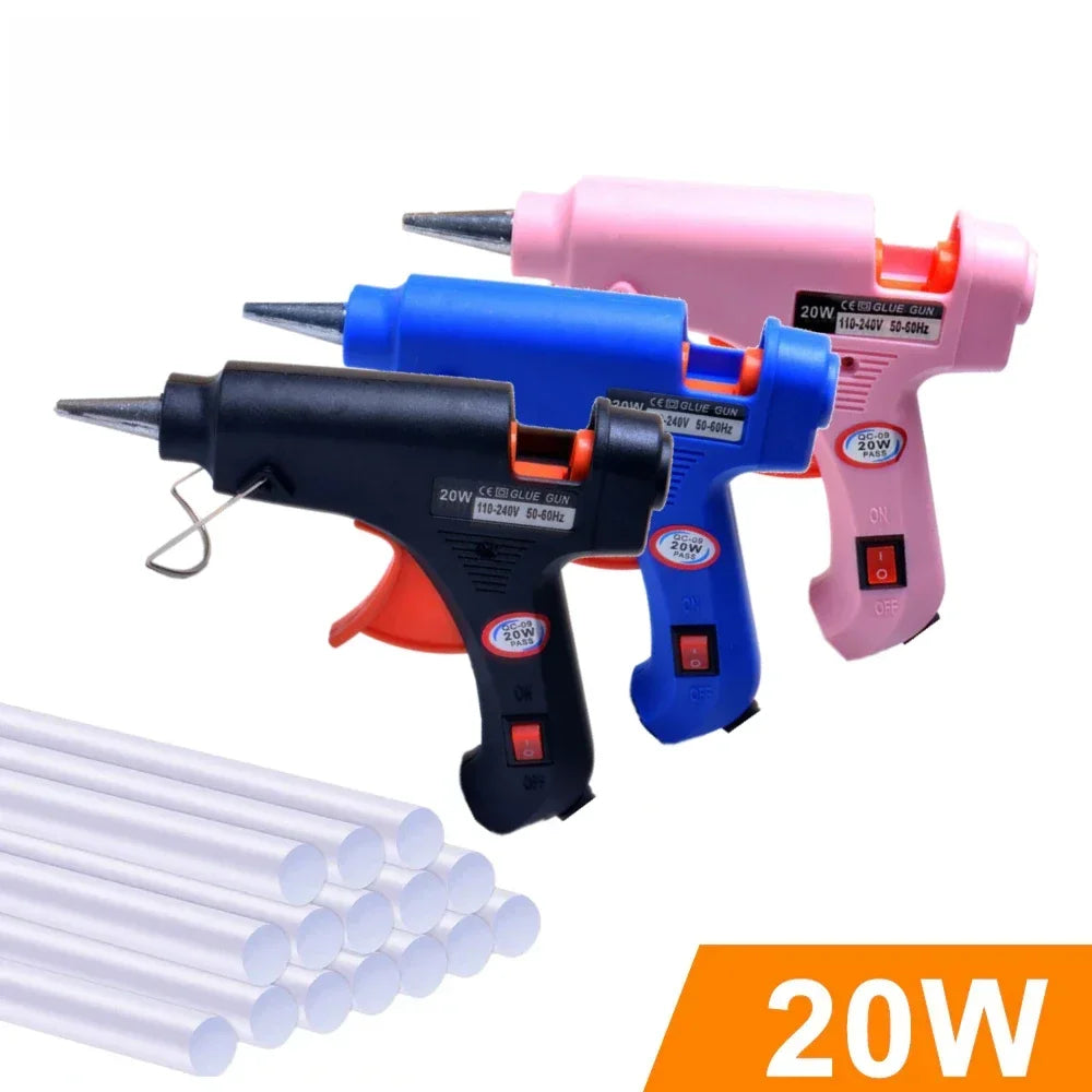 20W Mini Hot Melt Glue Gun Kit with 10 Glue Sticks – CE Cert