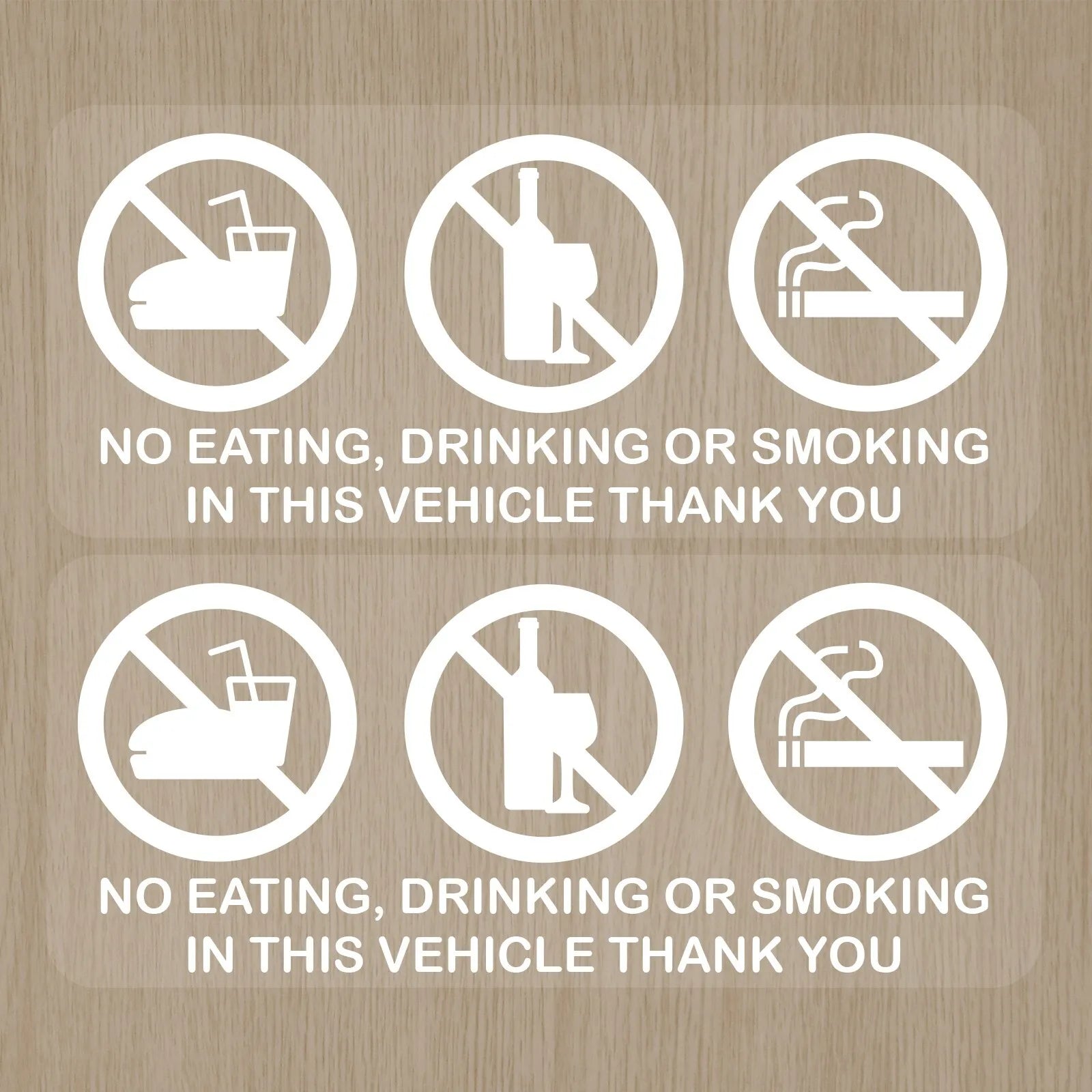 2Packs 100x50mm No Smoking Vaping Eating Drinking CCTV Window Car Taxi Bus Stickers Peaceful Pleasures Health and Wellness Default Title