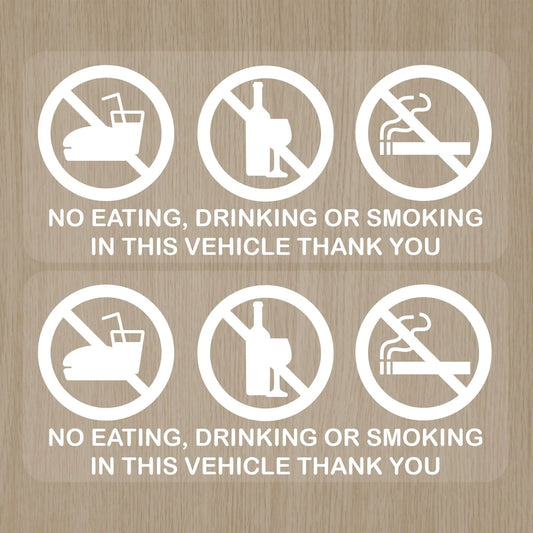 2Packs 100x50mm No Smoking Vaping Eating Drinking CCTV Window Car Taxi Bus Stickers Peaceful Pleasures Health and Wellness Default Title