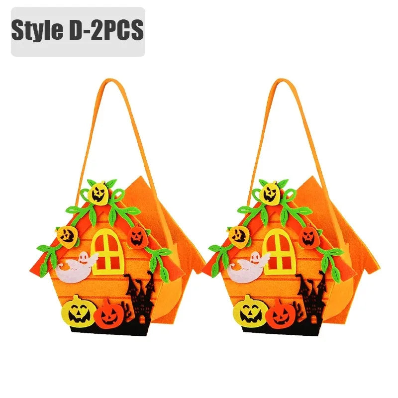 Halloween Felt Pumpkin Trick or Treat Bags with Handle | 1-6 Pack
