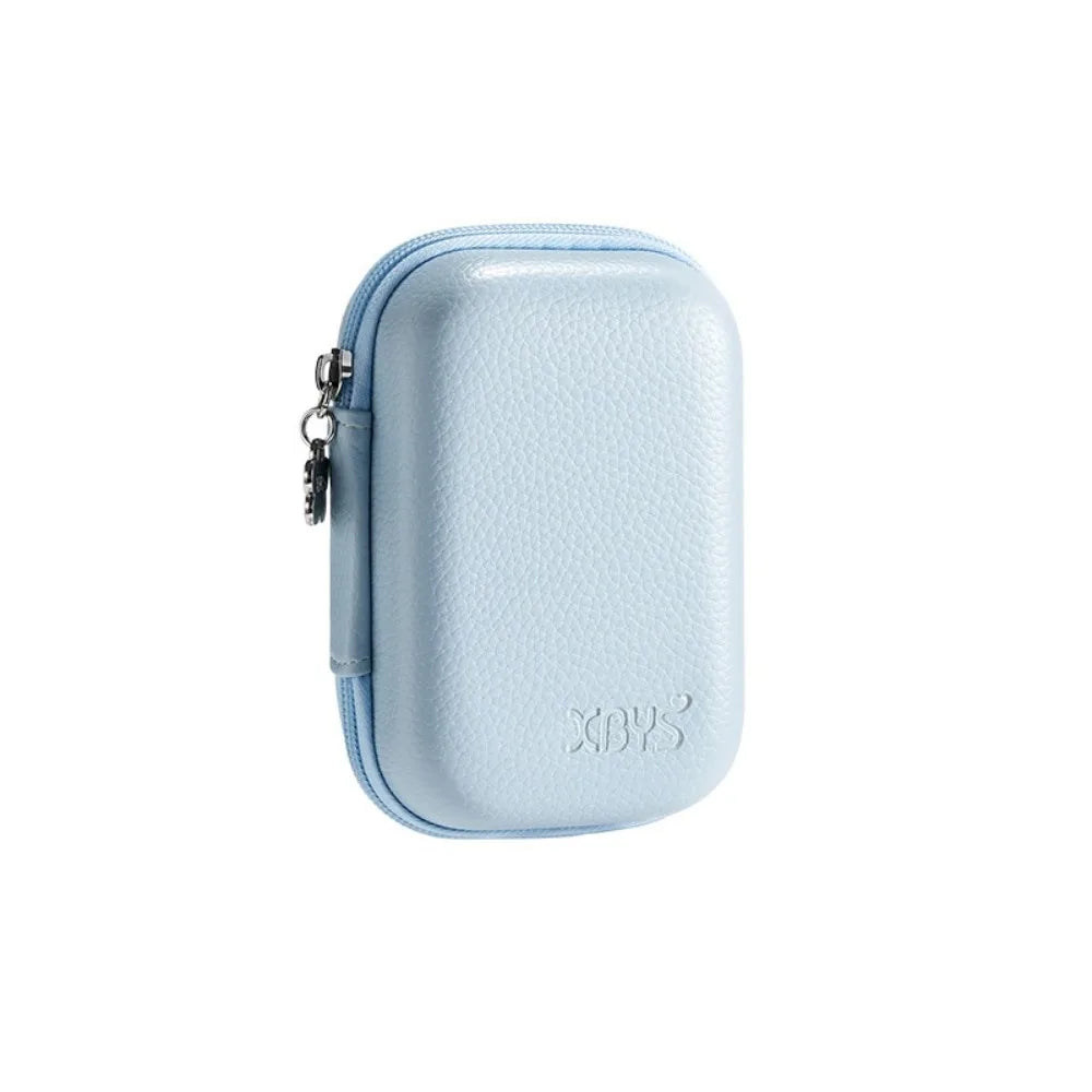 PU Leather Digital Camera Case Hard Shell Shockproof Cameras Storage Holder Earphone Data Waterproof Camera Carrying Bag SD Card Peaceful Pleasures Health and Wellness Blue
