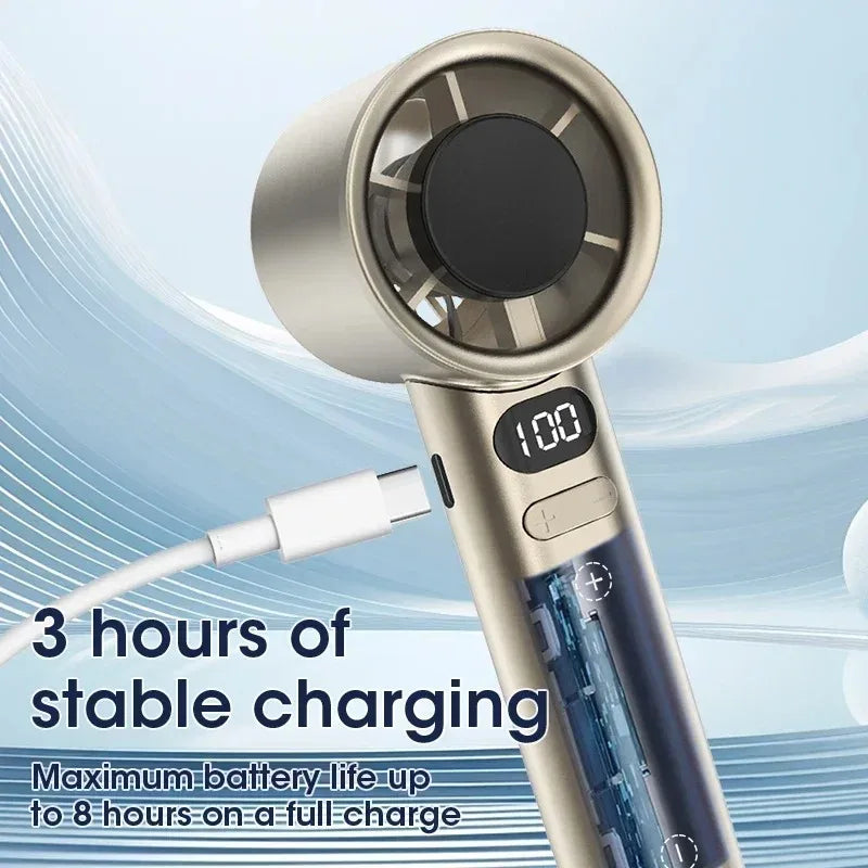 USB Rechargeable Handheld Mini Fan Portable Adjustable Desktop Cooling Fan with 12H Long Battery Life for Office Home Travel Peaceful Pleasures Health and Wellness