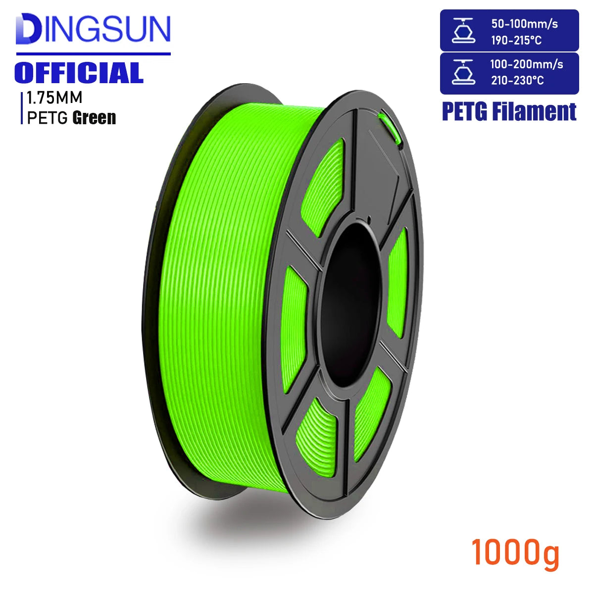 DINGSUN 3D PETG Filament 1.75mm ±0.02mm | FDM Printer Spool