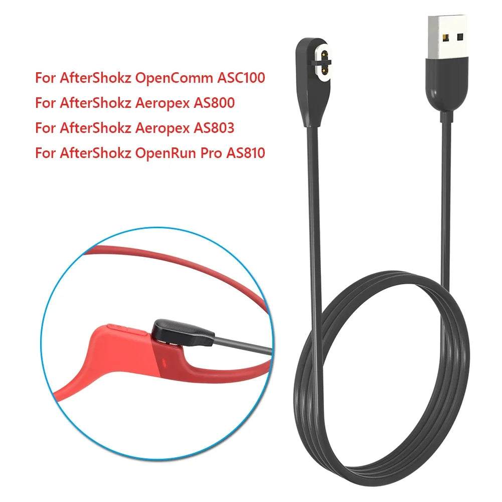 For AfterShokz OpenRun Pro AS810 Aeropex AS800 AS803 Bone Conduction Headphone Magnetic USB 5V 1A Charging Cable 60/100cm Peaceful Pleasures Health and Wellness 100cm