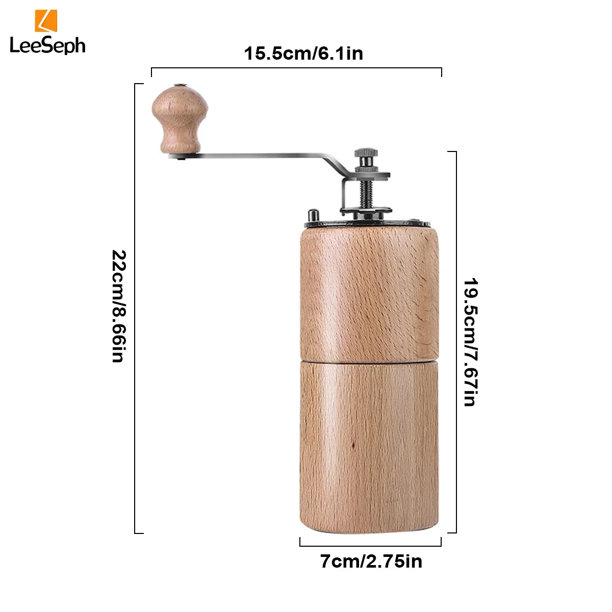 Leeseph Portable Manual Coffee Grinder, Hand Crank Coffee Mill, Durable Beech Wood Design, Ideal for Home, Office, and Travel Peaceful Pleasures Health and Wellness