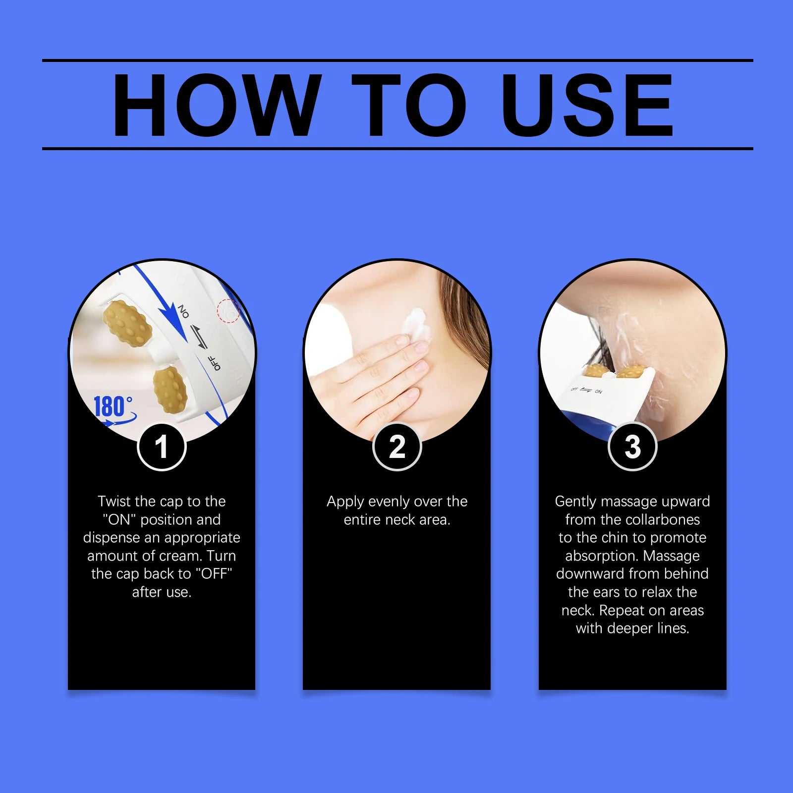 Neck Roller Cream Lift Firm Moisturize Brighten Neck Skin Remove Double Chins Reduce Fine Lines Anti-Wrinkle V-Shaped Face Cream Peaceful Pleasures Health and Wellness