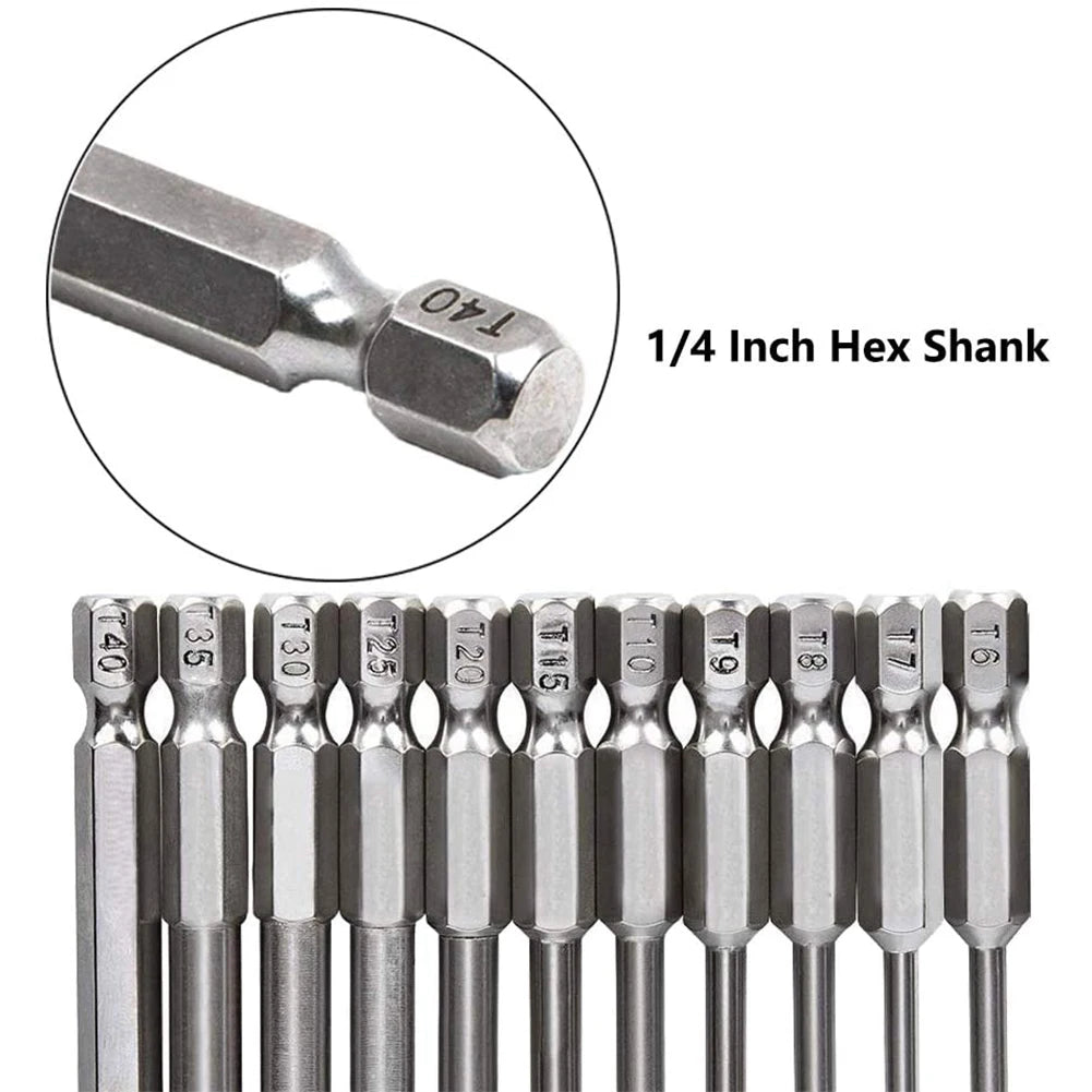 11-Piece S2 Torx Bit Set T6–T40 | Magnetic 75mm & 100mm Peaceful Pleasures Health and Wellness