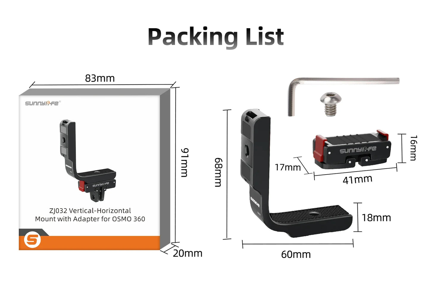 L-Type Aluminum Bracket for DJI Osmo 360 & Magnetic Adapter