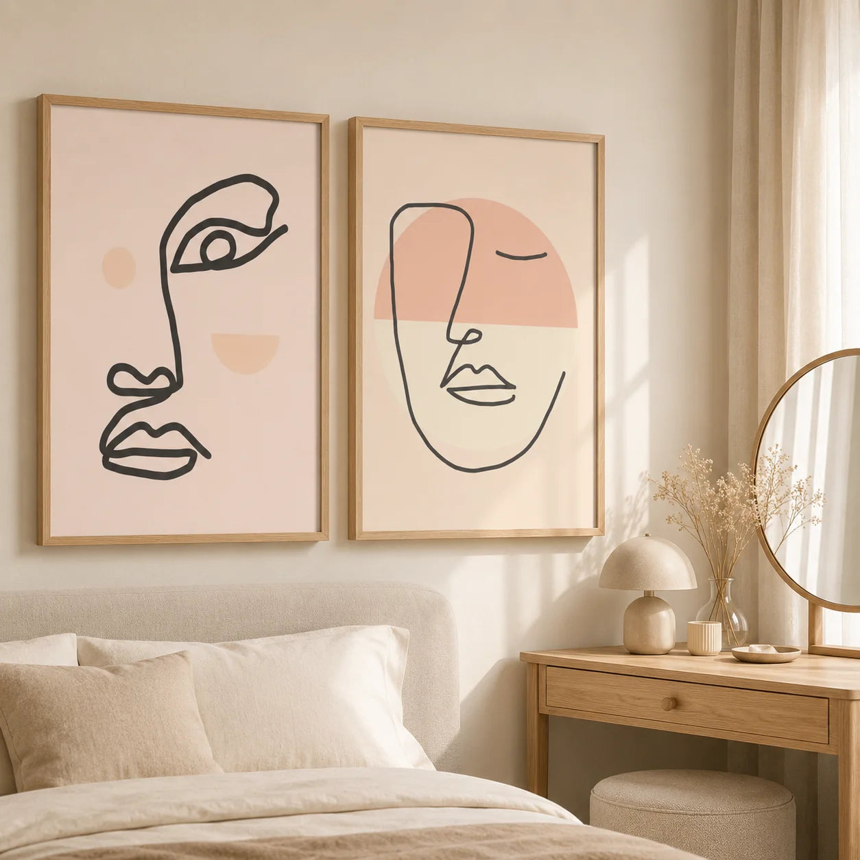 Abstract Women Face Canvas Wall Art | Minimalist Line Poster Canvas Wall Art Peaceful Pleasures Health and Wellness