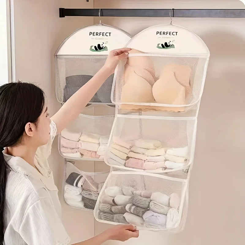 Nylon Mesh Hanging Storage Bag – Wall-Mounted Closet Organizer