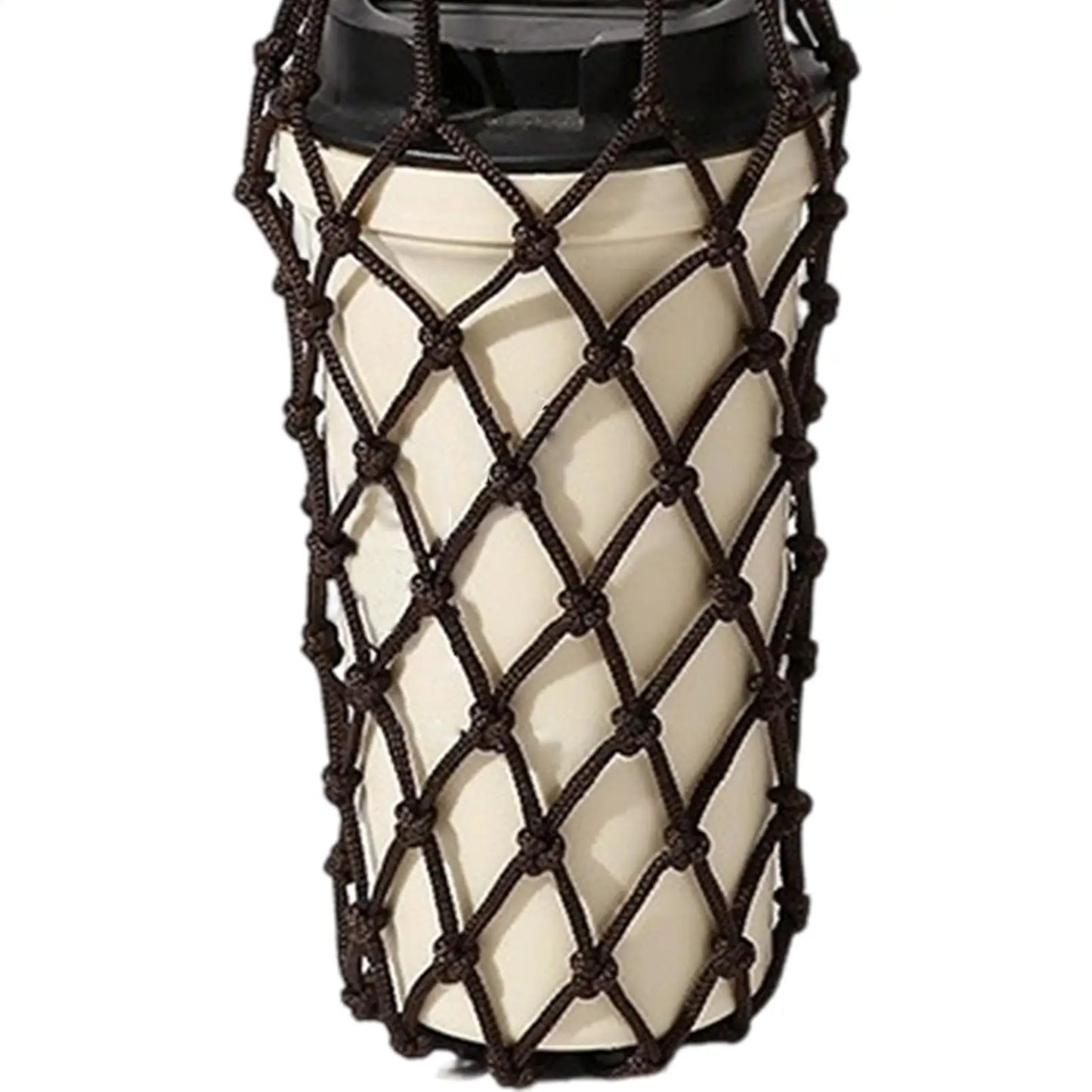 Hand Woven Mesh Water Bottle Bag | Reusable Outdoor Carrier
