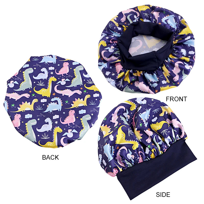 Kids Dinosaur Satin Bonnet | Silky Sleep Cap for Toddlers