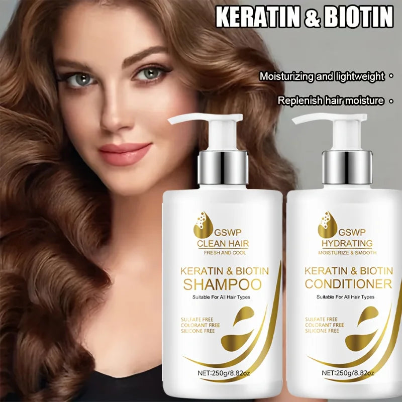 GSWP Keratin Biotin Shampoo & Conditioner Set – 500g Duo