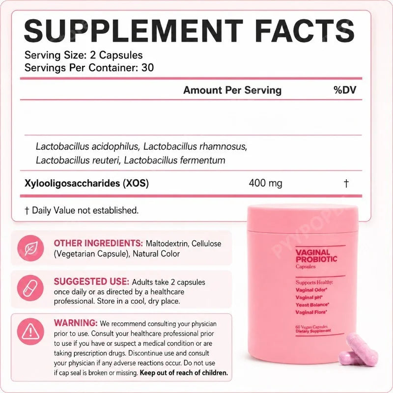 Women's Probiotic 5 Billion CFU + XOS Prebiotic – 60 Vegan Capsules
