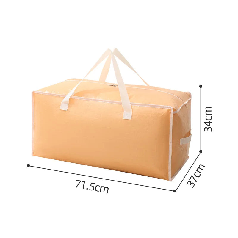 New Large Capacity Moving Home Storage Luggage Bag Foldable Handheld Car Clothing Quilt Storage Bag Toy Packing Bag Peaceful Pleasures Health and Wellness Orange-yellow