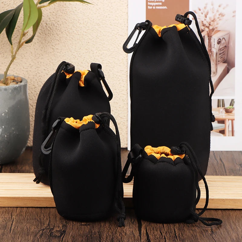 Drawstring Camera Lens Pouch Bag Neoprene Waterproof Soft Shocproof Video Camera Lens Pouch Bag Case For Most Digital Camera Peaceful Pleasures Health and Wellness