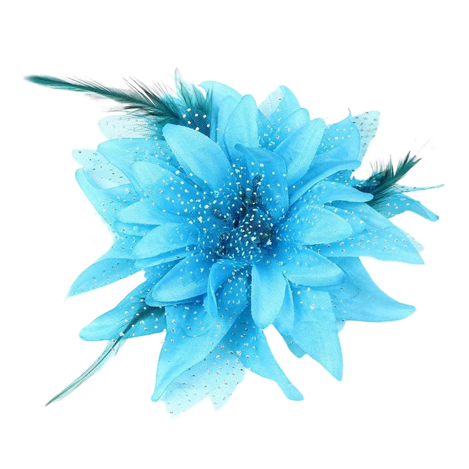 Woman Lily Flower Side Hair Clips Children Performing Feather Headflowers for Wedding Banquet Chinese Clothes Party Peaceful Pleasures Health and Wellness
