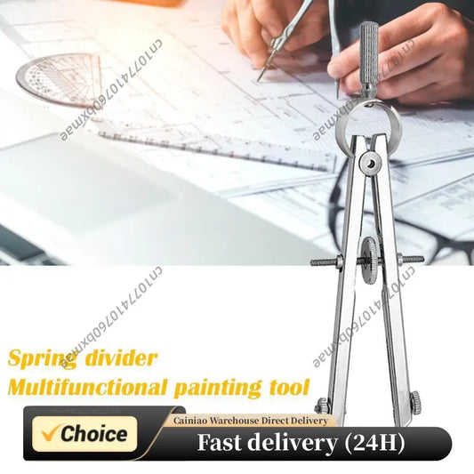 Spring Protractior Compasses Multi-function Leather Engineering Compasses Math Geometry Set with Lock Drawing Tools Peaceful Pleasures Health and Wellness Default Title