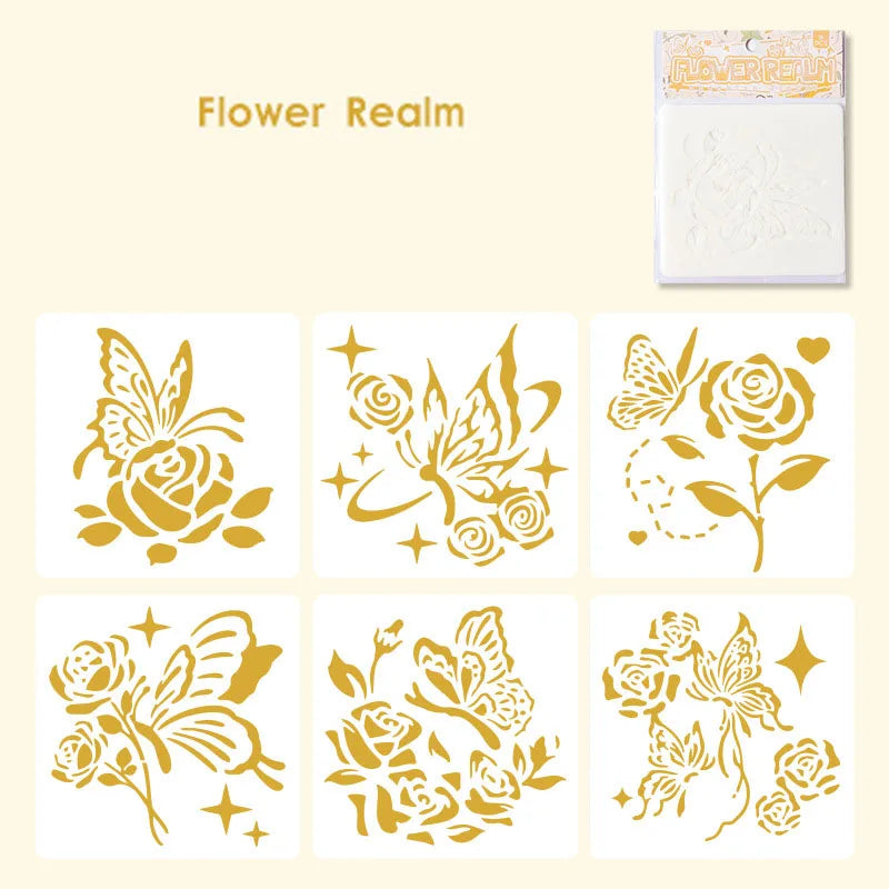 6-pcs Forest Garden Handwritten Poster Template Hollow Painting