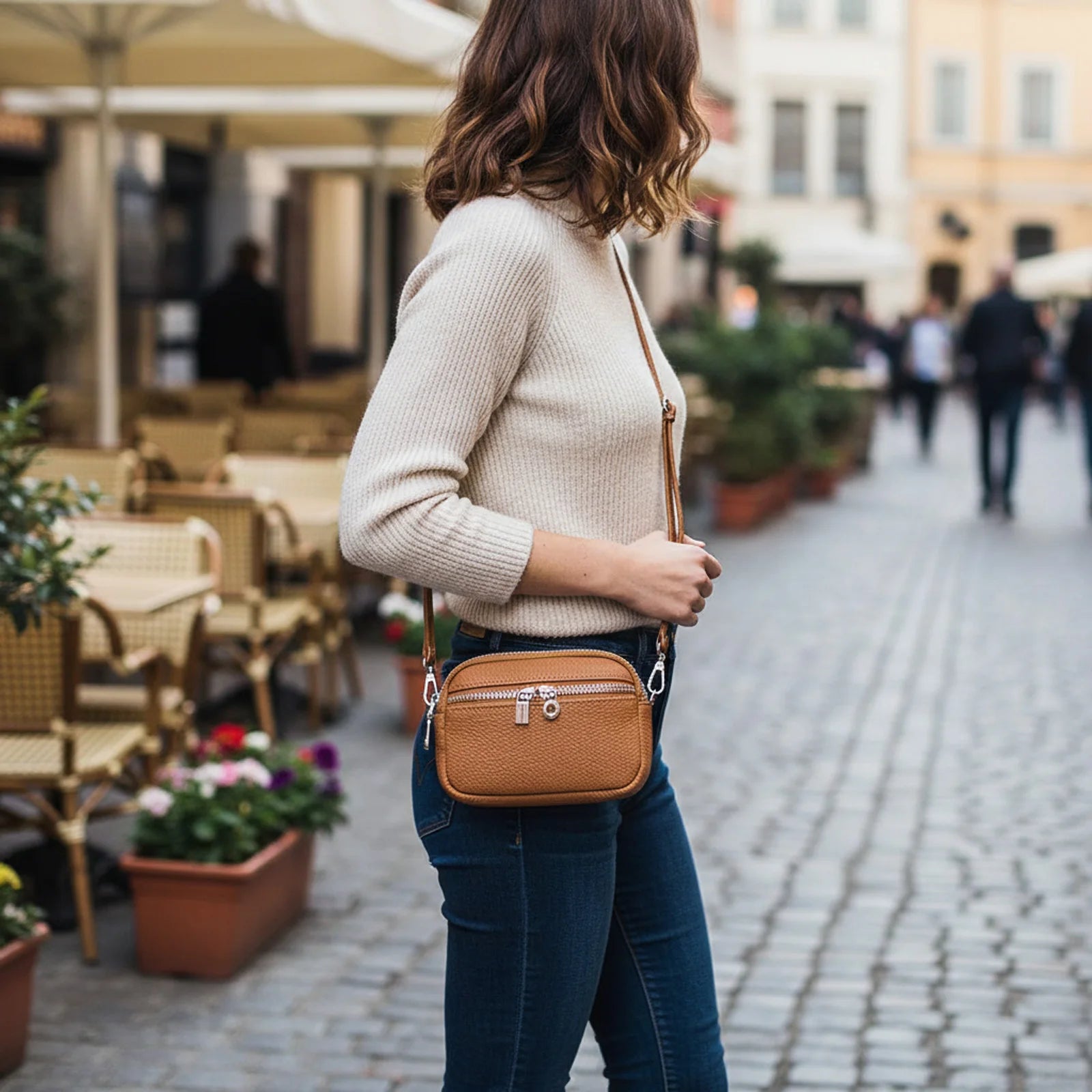 Women Mini Crossbody Bag With Double Zippers Large Capacity Coin Purse PU Leather Wallet Peaceful Pleasures Health and Wellness