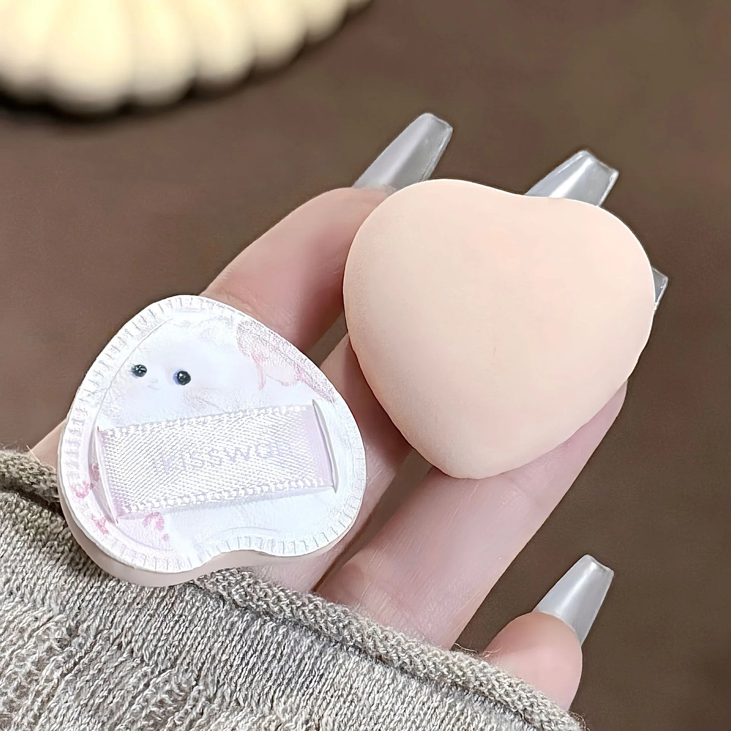 Pink Mini Finger Puff Set – Soft Velvet Makeup Sponges 5pcs