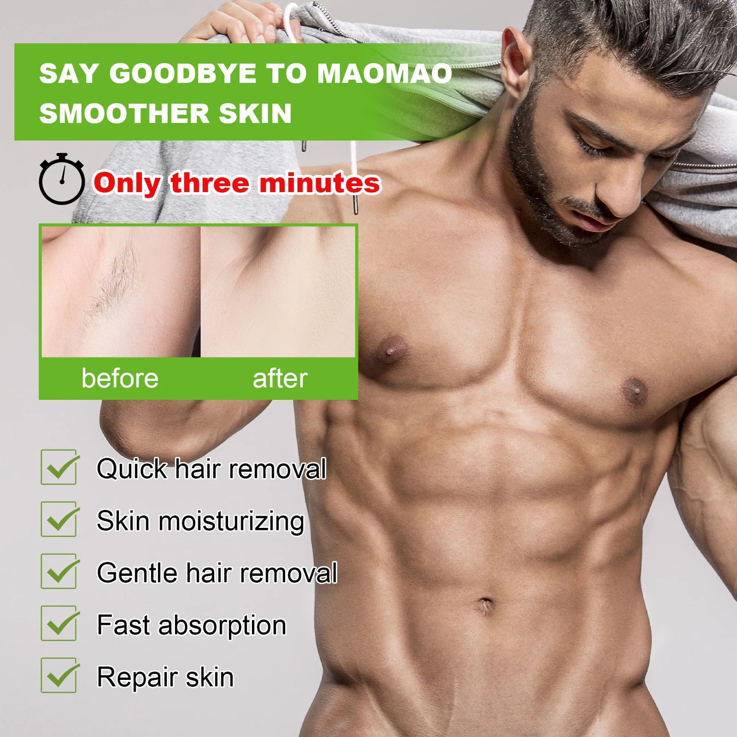 East Moon Men's Painless Hair Removal Cream 60ml – Depilatory