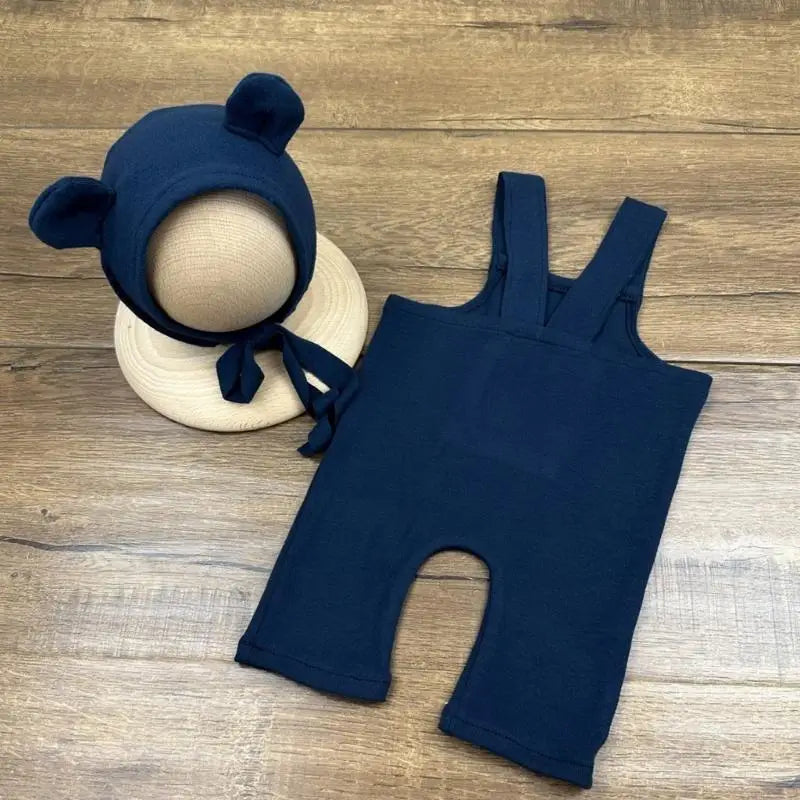Newborn Baby Photography Costume – Bear Hat & Overalls 0-1M