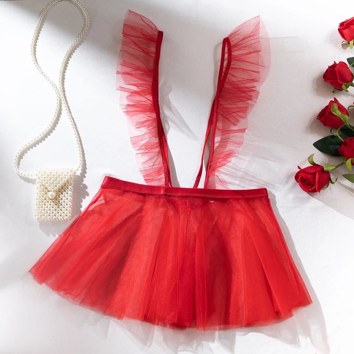 Women's Sheer Babydoll Lingerie Set | Lace Voile Knit