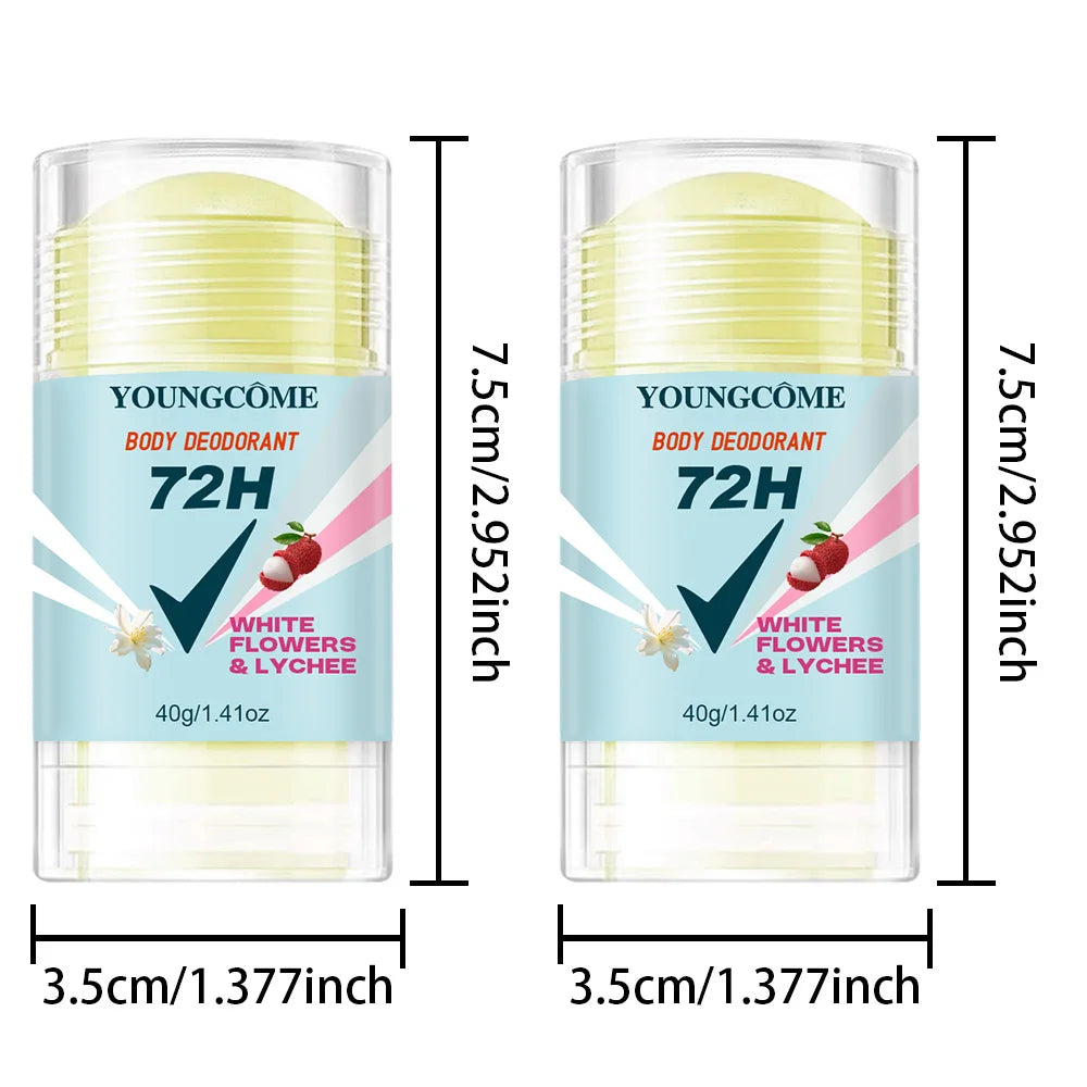  Body Deodorant 72H Anti Sweating Keep Drying Lasting Fragrance Remove Armpit Odor Underarm Refresh Sticks Fade Body Odor Peaceful Pleasures Health and Wellness 2pcs