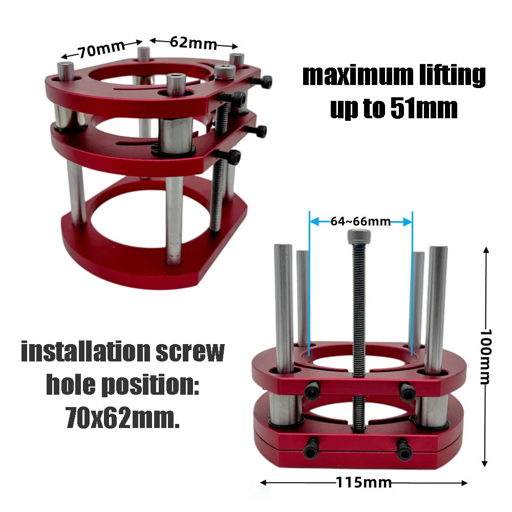 Router Lift Table Aluminum Lifting Platform Stand Woodworking Benches 51mm Lifting for 64-66mm Motors Engraving Trimming Machine Peaceful Pleasures Health and Wellness