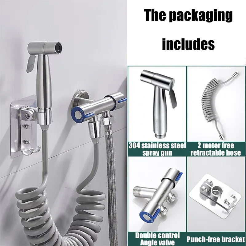 Handheld Bidet Sprayer – 304 Stainless Steel & Angle Valve
