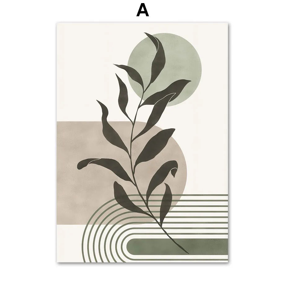 Abstract Boho Geometric Leaves Canvas Wall Art Print – Unframed Canvas Wall Art Peaceful Pleasures Health and Wellness A 40x60cm Unframed