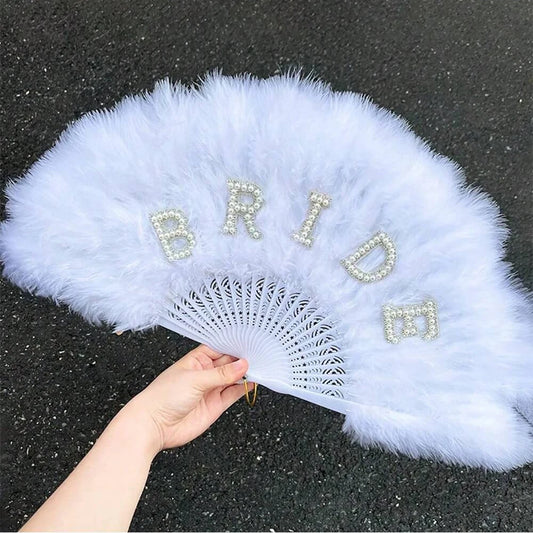 Bride Fluffy Fan – Bachelorette & Bridal Shower Photo Prop Bridal Party Prop Peaceful Pleasures Health and Wellness
