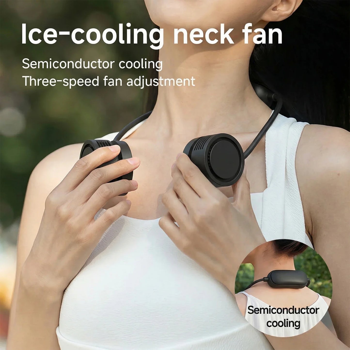 Portable Bladeless Neck Fan – 3 Speeds, 360° Cooling Rechargeable