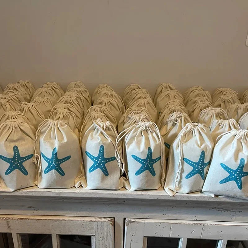 5-Pack Starfish Favor Bags | Beach Wedding & Party Gift Bags Party Favor Bags Peaceful Pleasures Health and Wellness