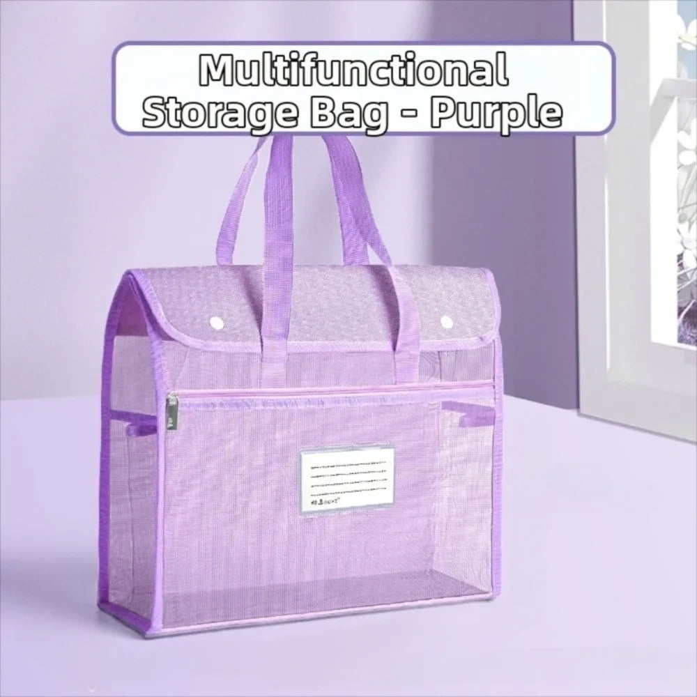 A4 Mesh Tote Bag | Zip File & Paper Storage Bag for Students