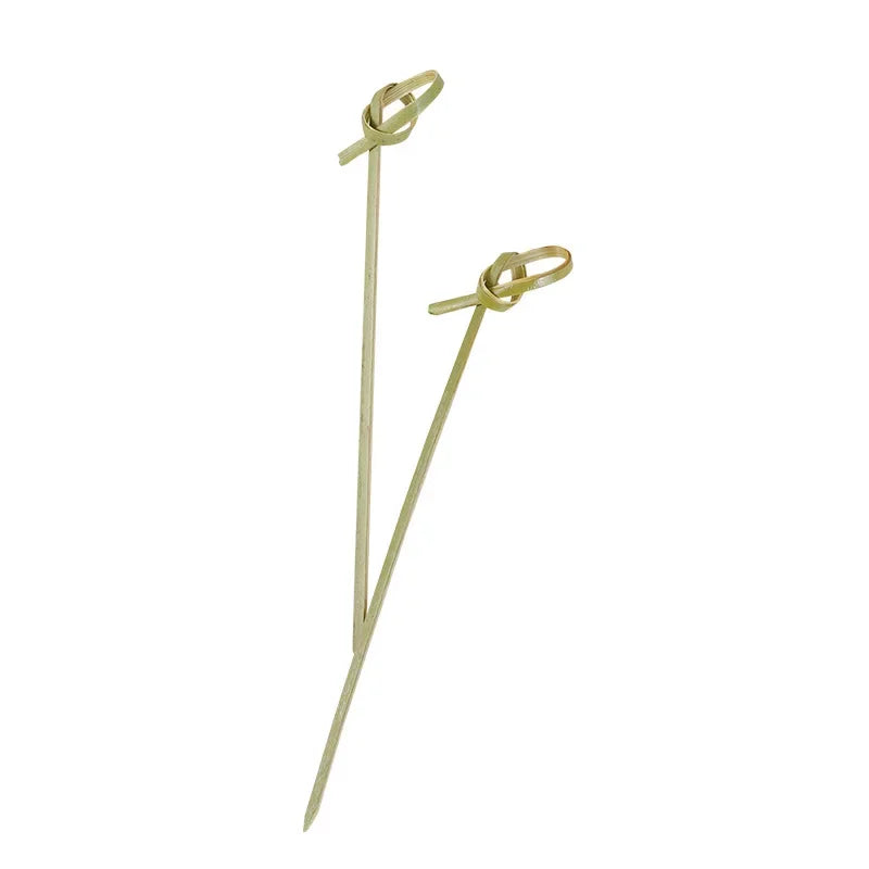 100Pcs Disposable Bamboo Tie Knotted Skewers Twisted Ends Cocktail Food Fruit Picks Fork Sticks Buffet Cupcake Topper Peaceful Pleasures Health and Wellness
