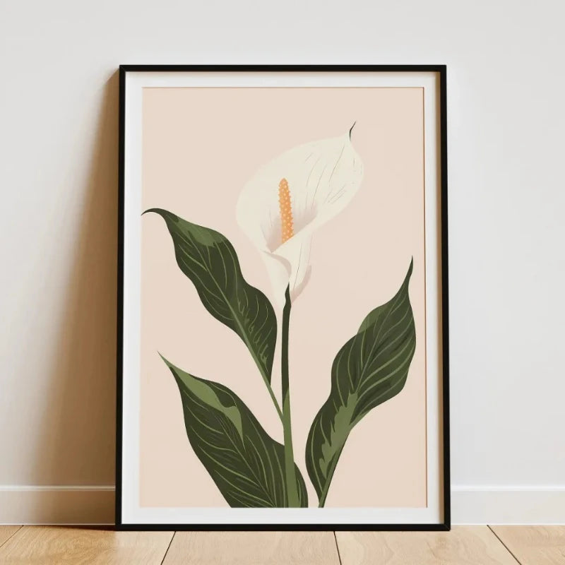 Minimalist Bamboo Tropical Leaf Botanical Canvas Wall Art Print