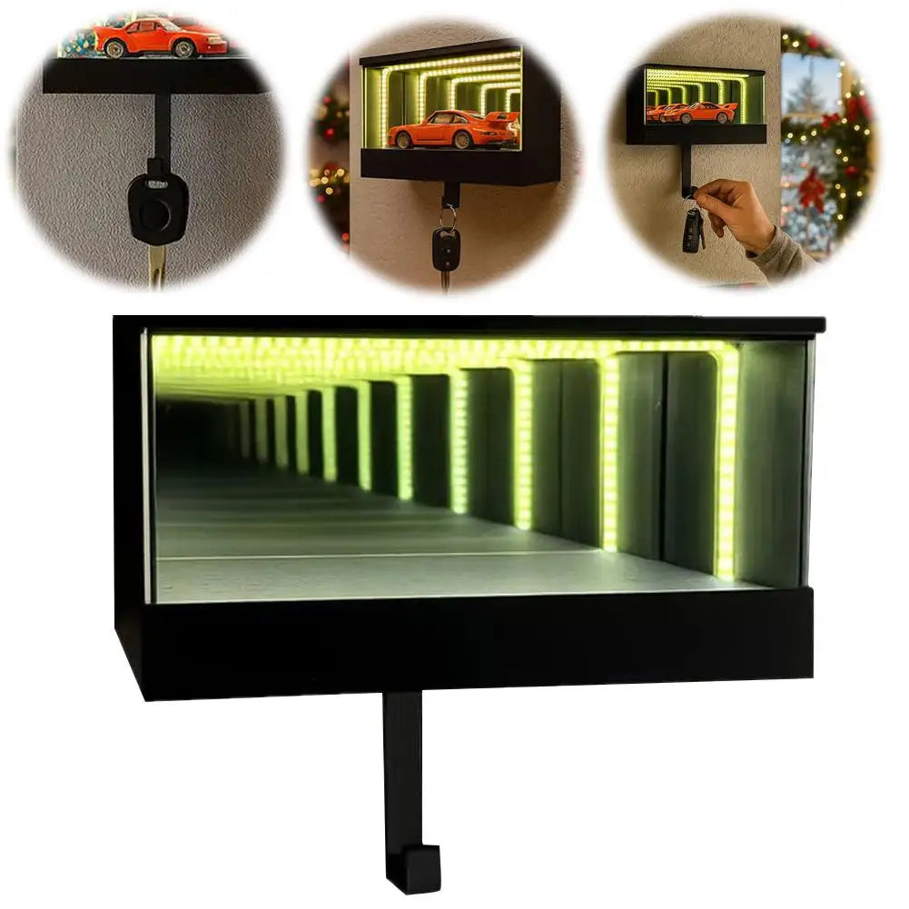 Car Garage Key Holder with LED Infinity Mirror Light | Key Organizer
