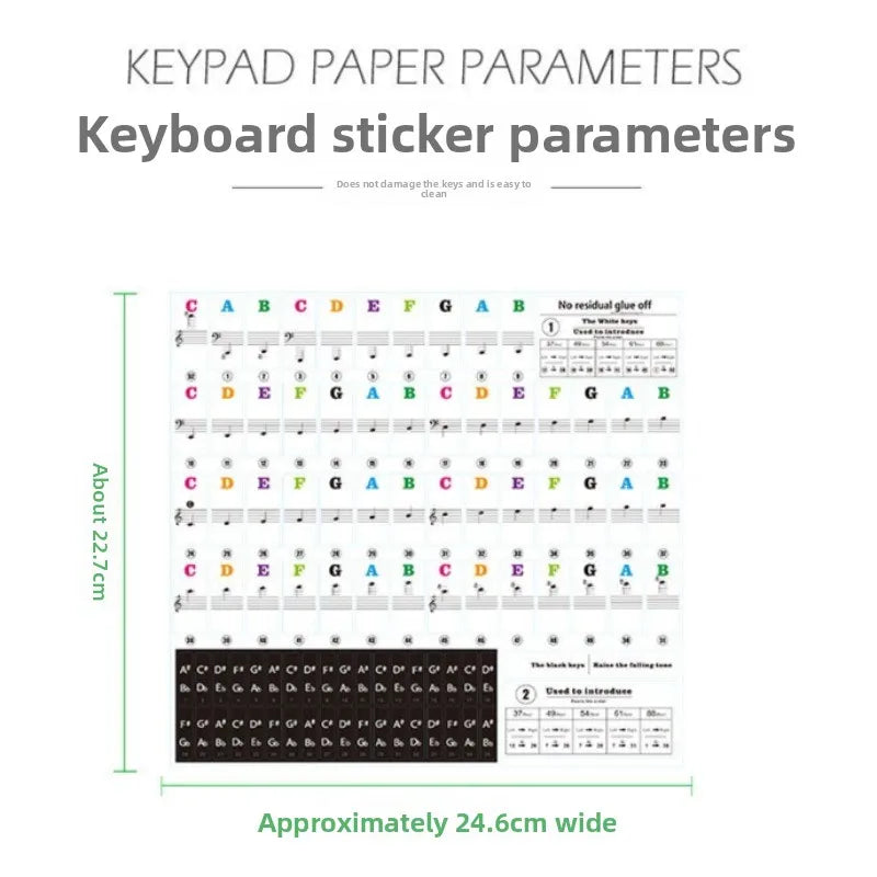 88 61 54 49 Key Piano Transparent Sticker Electronic Organ Keyboard