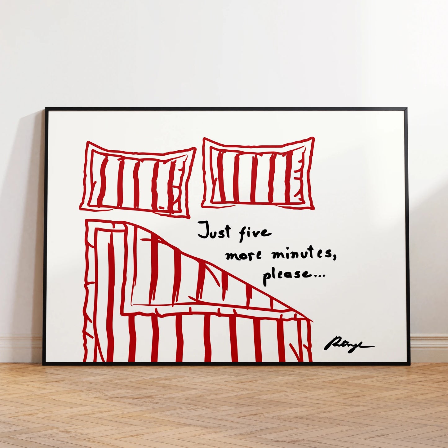 1pc Minimalist Modern Stay In Bed Print Horizontal Poster,Perfect For Bedroom, Living Room, Or Office, Bedroom Wall Art Peaceful Pleasures Health and Wellness G2981 40x60cm Black Frame