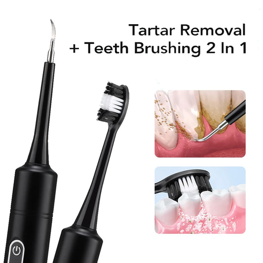 Electric Dental Scaler with Teeth Brush Head Calculus Tartar Remover Vibration Teeth Plaque Cleaner Oral Care Improve Odor Peaceful Pleasures Health and Wellness