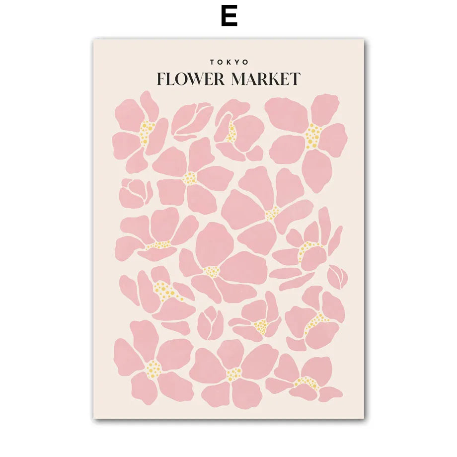 Nordic Floral Market Canvas Wall Art Print | Colorful Poster