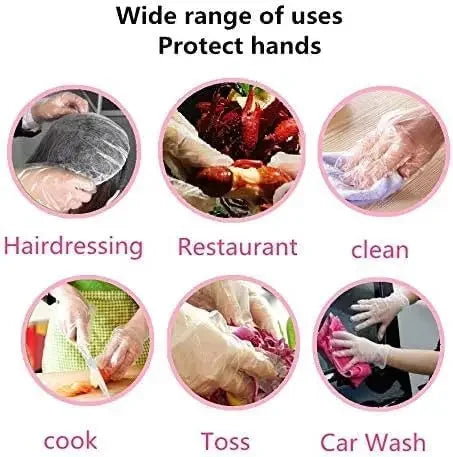 500/100pcs Disposable Gloves Food Grade Plastic Transparent Gloves for Restaurant Fried Chicken Pizza Gloves Kitchen Tableware Peaceful Pleasures Health and Wellness