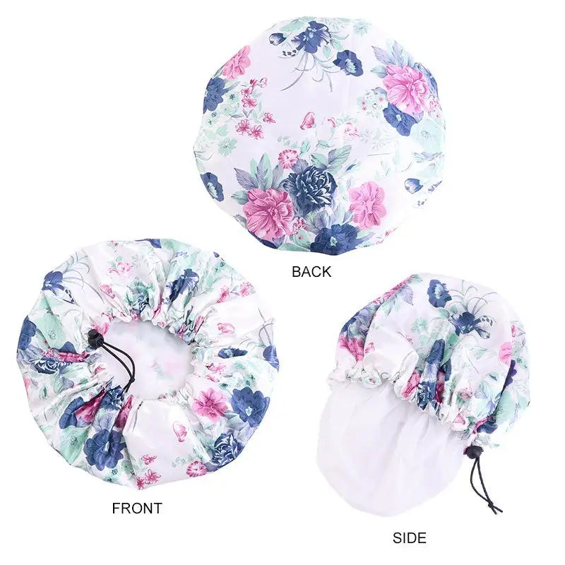 Printed Reusable Shower Cap, 1 Piece Waterproof Elastic Shower Cap, Double Layer Shower Cap For Bathroom Peaceful Pleasures Health and Wellness