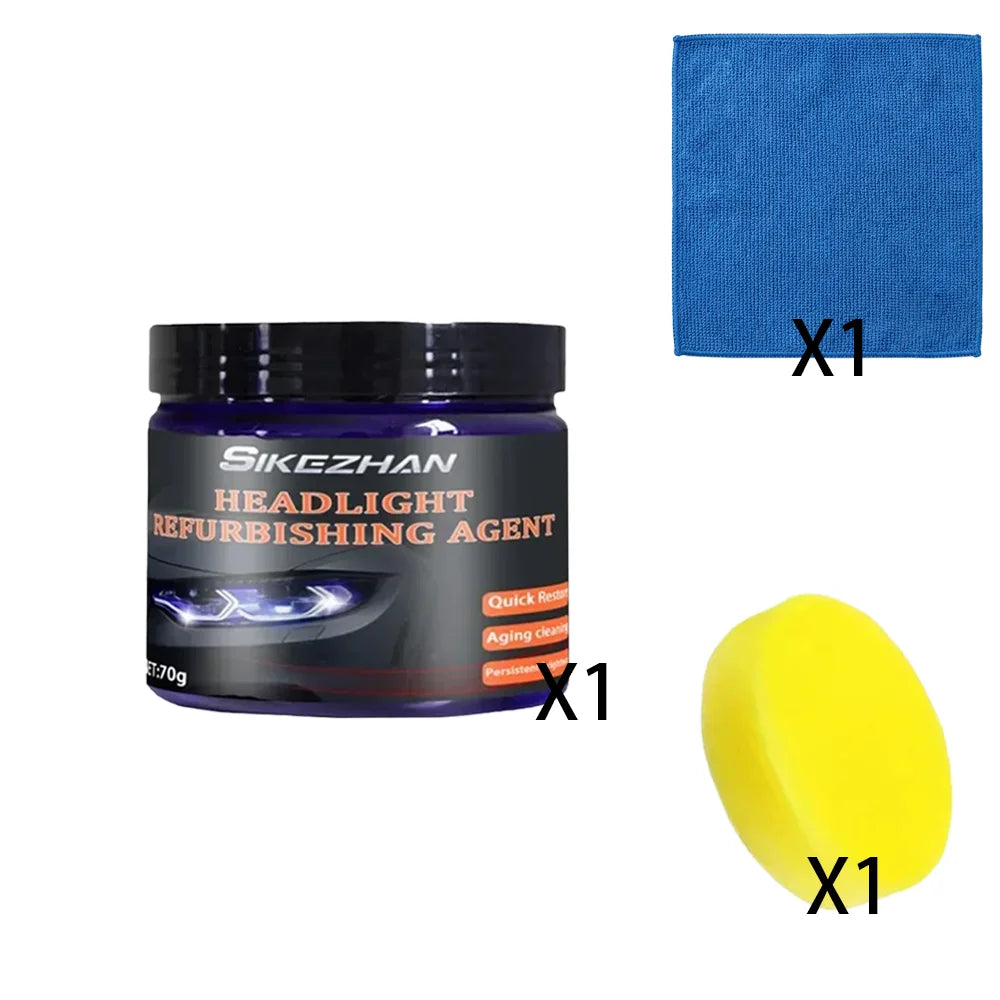Headlight Polishing Kit – Compound, Sponge & Cloth | Restores Clarity